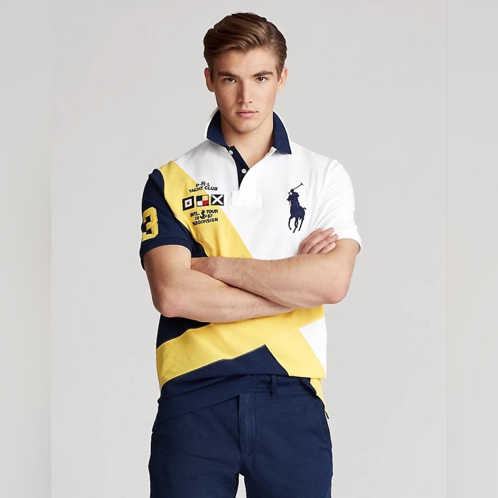 Ralph Lauren Men's Polo in White, Yellow, and Navy